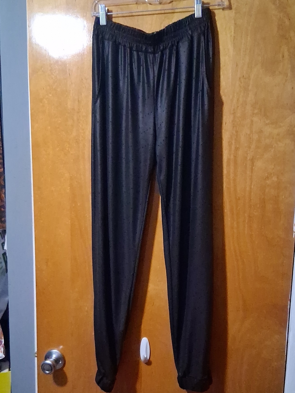 Women's Black Athletic Track Pants with Elastic Waist